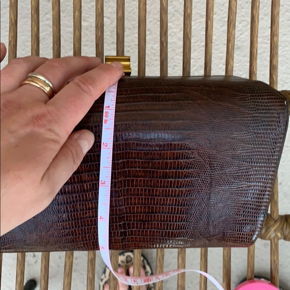 Vintage Brown Leather Snake Clutch - Picture 9 of 11